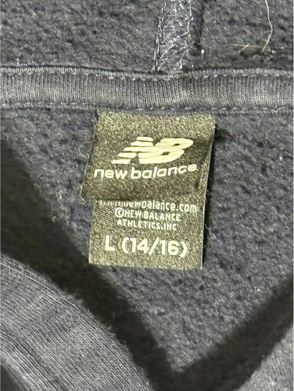 New Balance Hoodie Sweatshirt Boys Size L (14/16) Navy Blue Kangaroo Pocket